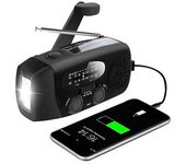 Radio De Manivela Con Células Solares / Linterna - Powerbank 2000mah - Negro