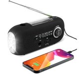 Radio Solar, Manivela De Emergencia, Radio Meteorológica Solar Am/fm Autoalimentada Con Linterna De 5 Led, Banco De Energía De Emergencia De 2000 Mah
