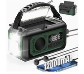 Radio De Emergencia Con Manivela De 12000 Mah, Am/fm/noaa, Radio Solar Multifuncional, 2 Paneles Solares, Carga Usb, Linterna Y Luz De Lectura Led,