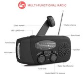 Radio De Manivela Con Células Solares, Linterna Y Powerbank Sos De 2000 Mah.