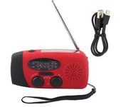 Dinamo De Manivela Solar De Emergencia Am/fm/wb Radio Meteorológica Linterna Led Cargador Rojo