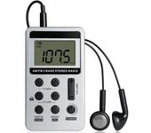Mini Radio Estéreo Portátil, Radio De Bolsillo Recargable Dsp Am Fm Radio Estéreo De 2 Bandas Receptor Digital Con Auriculares Para Personas Mayores,