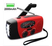 Radio Solar Portátil Radio De Emergencia Meteorológica 2000mah Manivela R
