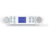 Radio De Cocina | Diseño De Gabinete | Fm | Adaptador De Corriente | Digitales | 1,5 W| 2" | Pantalla Negra Azul | Reloj Despertador | Plata / Blanco