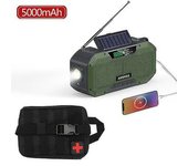 Ipx5 Impermeable Auto Scan Radio De Emergencia Manivela Solar Portátil Am/fm Radio 2000/para Exteriores Con Cordero De Bolsillo