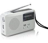 Radio De Emergencia Portátil Con Manivela De Células Solares Y Carga De Batería Usb Autosostenida, Color Blanco
