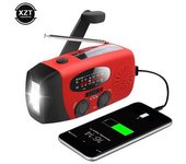 Radio De Manivela Con Células Solares, Linterna Y Power Bank Rojo Rojo