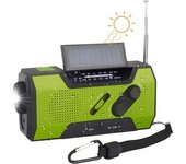 Radio De Emergencia De Manivela, Radio Exterior Multifuncional Portátil Con Energía Solar Con Potencia De 2000 Mah/linterna Led/alarma Sos (verde)