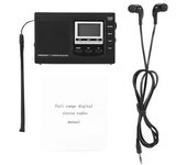Vbestlife Mini Radio Portátil Receptor Fm/mw/sw Con Reloj Despertador Digital Receptor De Radio Fm Negro