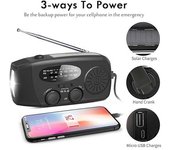 Radio De Manivela Impermeable Con Energía Solar Y Batería Externa, Negro Rojo