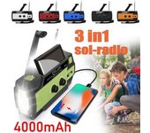 Radio De Manivela De 4000 Mah Con Linterna De Células Solares Y Banco De Energía