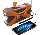 【10000mah】 Radio De Emergencia Manivela Solar, Radio Meteorológica Potencia Múltiple, Linterna, Luz De Lectura, Cargador De Teléfono Móvil, Alarma Sos