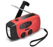 Radio De Manivela Con Células Solares, Linterna Y Powerbank De 2000 Mah, Rojo, Sos