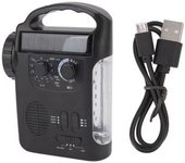 Manivela Radio Fm Funciona Con Energía Solar Salida Usb Negra Recargable