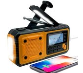 Radio Meteorológica De Emergencia Para Exteriores Con Carga Solar Y Manivela, Radio Digital Fm Am Wb, Linterna, Luz De Lectura, Alarma Sos, Batería De