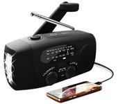 Radio De Manivela Ve Con Células Solares Y Linterna - Powerbank De 2000 Mah - Negro Negro