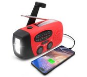 Radio De Manivela Con Células Solares, Linterna Led Y Powerbank Sos De 2000 Ma
