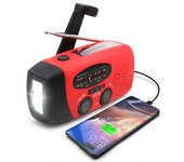 Radio De Manivela Con Células Solares / Linterna - Powerbank 2000mah Rojo