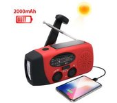 Radio Manivela 2000mah Powerbank, Células Solares, Linterna Roja