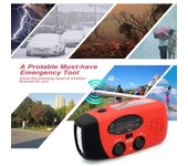 Radio De Manivela De 2000 Mah Con Células Solares, Linterna Y Banco De Energía