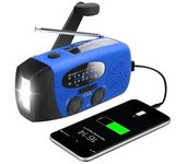Radio De Manivela Con Células Solares / Linterna - Powerbank 2000mah - Azul