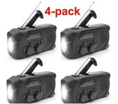 4 Uds. Radio De Manivela Negra Con Células Solares, Linterna Y Radio De Emergencia Powerbank De 2000 Mah, Supervivencia