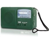 Radio De Emergencia Portátil Con Panel Solar, Manivela Y Batería Usb Autocargable - Verde