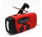 Radio De Manivela Con Células Solares Linterna Y Powerbank 2000mah Rojo Sos Red Eu
