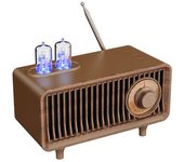Tarjeta De Memoria Estéreo Portátil Inalámbrica, Memoria Usb, Altavoz De Radio Retro Aux Con Luz Led, Radio Bluetooth 5,0 De Madera (madera)