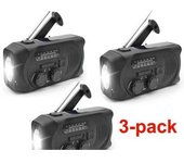 3 Uds. Radio De Manivela Negra Con Células Solares, Linterna Y Radio De Emergencia Powerbank De 2000 Mah, Supervivencia