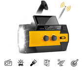 Radio De Emergencia, Radio Meteorológica De 4000 Mah Con Carga Solar De Manivela, Linterna Led De 3 Velocidades, Alarma Sos, Banco De Energía Portátil
