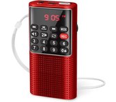 Pequeña Radio Fm Portátil (roja) Con Grabadora De Audio Y Reproductor De Música Sd/tf/aux, Adecuada Para Correr, Viajar