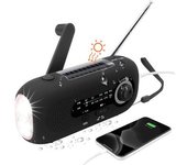 (negro) Radio Portátil Alimentada Por Células Solares, Radio Dinamo, Radio De Células Solares Con Sos