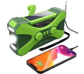Radio De Manivela De Emergencia Con Energía Solar De 10,000 Mah, Con Generación De Energía De Manivela, Linterna, Radio Multifunción Usb, Verde