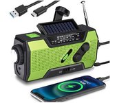 Radio Am/fm Noaa Con Manivela Solar Para Clima De Emergencia Con Banco De Energía Portátil De 2000 Mah Para Emergencias Y Supervivencia Al Aire Libre