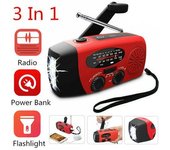Radio De Manivela De 2000 Mah Con Linterna De Células Solares Y Banco De Energía