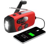 Radio De Manivela Roja Con Células Solares, Linterna Y Banco De Energía De 2000 Mah Radio De Emergencia, Supervivencia