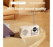 Radio Fm Portátil, Pequeño Altavoz Bluetooth Inalámbrico Recargable Sonido Estéreo Envolvente Usb Radio Vintage Rosa