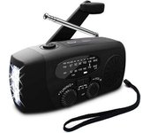 Radio De Manivela Con Células Solares Y Linterna - Powerbank -- Negro - Wellngs