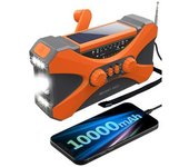 Radio De Emergencia De 10000mah, Radio Solar Con Manivela, Radio Meteorológica Portátil Am/fm/noaa Con Cargador De Teléfono Y Linterna