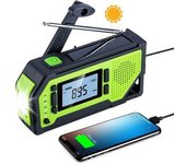 Radio Portátil Con Pantalla Lcd Y Batería Recargable De 2000 Mah, Manivela, Radio De Emergencia, Banco De Energía Solar, Alarma Sos, Verde