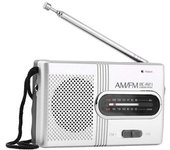 Radio Portátil, Reproductor De Radio Fm Alimentado Por 2 Pilas Aa (no Incluidas), Mini Radio Con Altavoz Incorporado, Plata