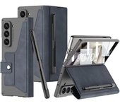 Funda Para Samsung Galaxy Z Fold 6 Con Ranura Para S Pen, Soporte, Ranura Para Tarjetas, Cierre Magnético Y Protector De Pantalla. - - Gris