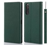 Funda Abatible Para Sony Xperia 10 V, De Piel Auténtica, Con Función Atril Y Correa. - -