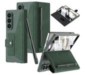 Funda Para Samsung Galaxy Z Fold 6 Con Ranura Para S Pen, Soporte, Ranura Para Tarjetas, Cierre Magnético Y Protector De Pantalla. - - Verde