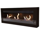 Chimenea De Etanol Mural Extra Grande En Acero Negro Y Cristal Templado