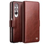 Qialino - Funda Magnética Tipo Cartera Para Samsung Galaxy Z Fold4 5g (piel De Vaca Auténtica), Color Marrón