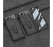 Funda De Cuero Mate Gkk Para Xiaomi Mix Fold 2 5g Con Función Atril Y Película De Vidrio Templado, Color Negro
