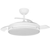 Ventilador De Techo Led Blanco 59w Metal / Abs / Policarbonato Motor Dc Temporizador Mando A Distancia Palas Retractiles Verano E Invierno -
