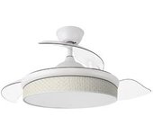 Ventilador De Techo Led Blanco/canizo Blanco 72w Metal/textil/abs/policarbonato Motor Dc Con Temporizador Mando A Distancia Palas Retractiles Vera